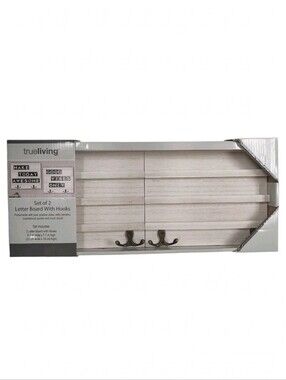 NEW Message Letter Board 2pc Set with Hooks & Letters White Distressed Farmhouse